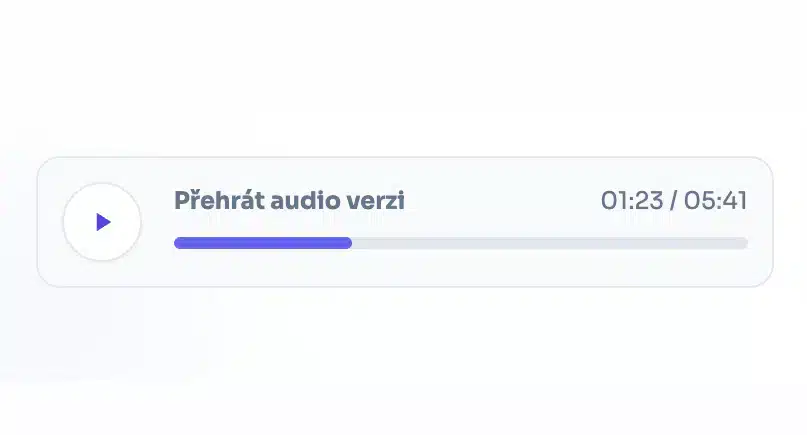 Přehrávač audio verze lekce s ukazatelem průběhu